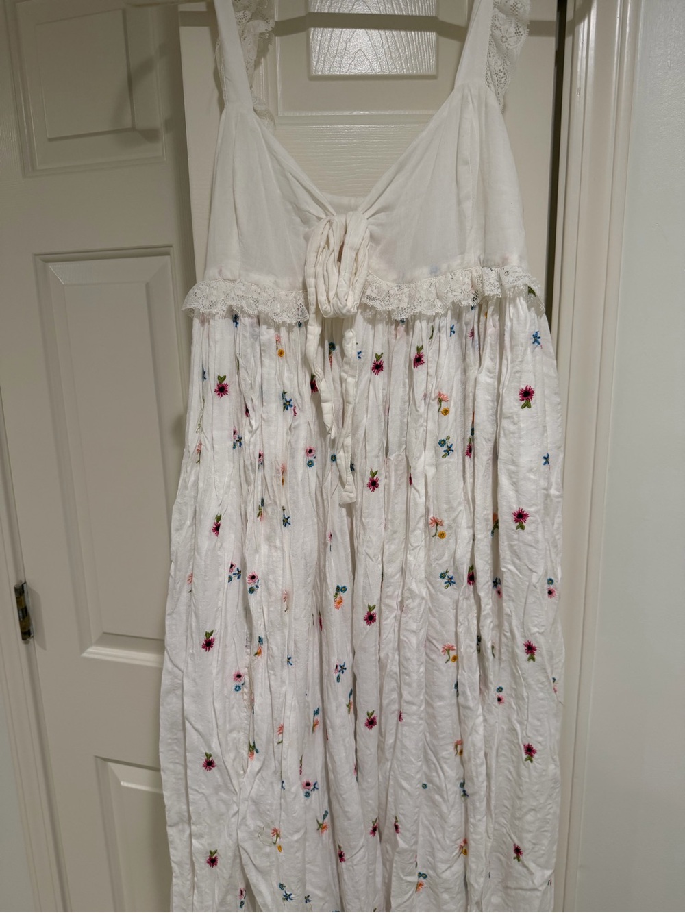 Free people Starlight Babydoll White Floral Embroidered Maxi Dress - Picture 5 of 7